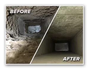 Air Duct Before and After Cleaning Services Performed by Dave's Cooling and Heating 