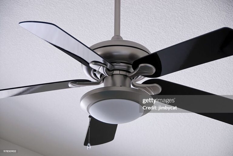 ceiling fan with black metal blades