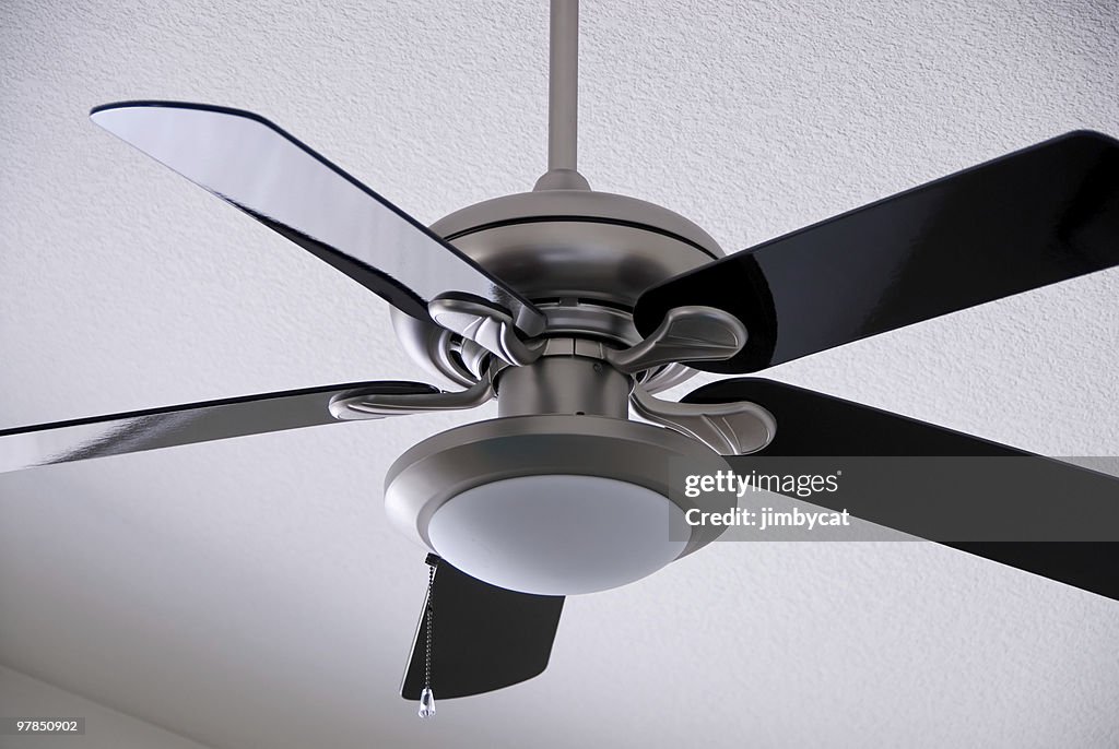 ceiling fan with black metal blades